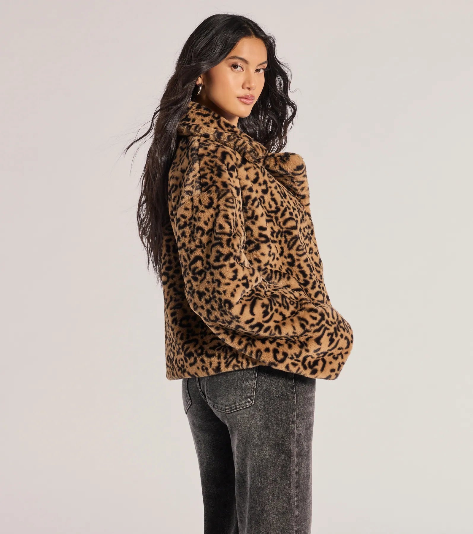 Luxe Glam Leopard Print Faux Fur Jacket