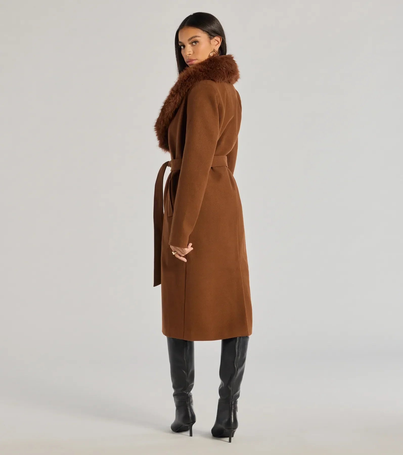 Lavish Layers Faux Wool Trench Coat