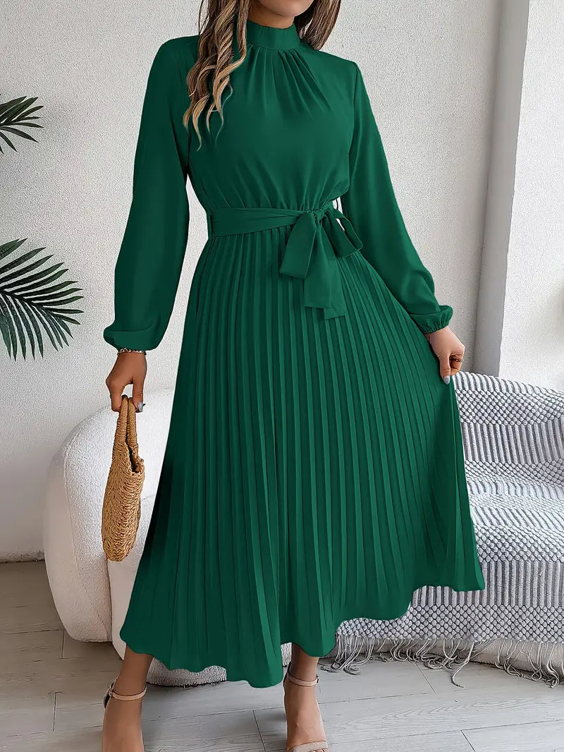 Mira | Pleated Belted Midi Dress