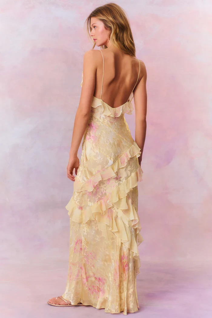 Ramona Floral Ruffle Maxi Slip Dress