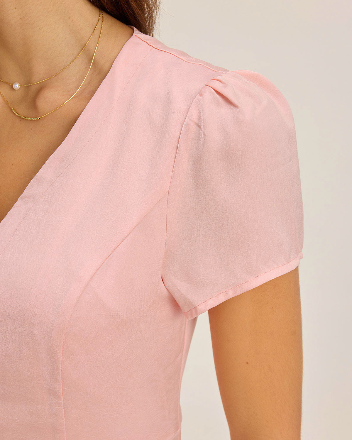 Léna | Soft Pink Button-Down Mini Dress