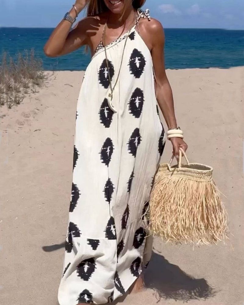 Zia | Printed Halter Maxi Dress