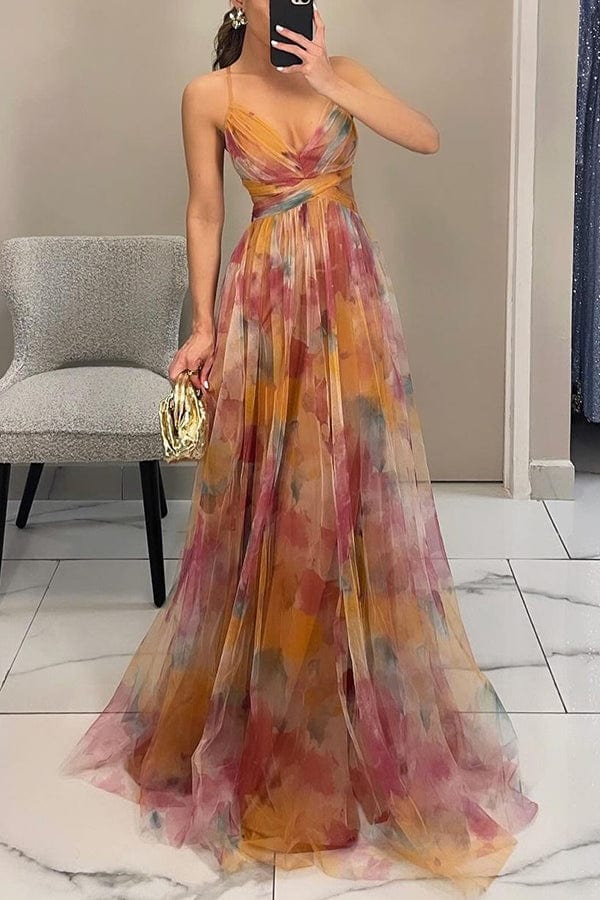 Aurora | Strapless Watercolor Tulle Gown