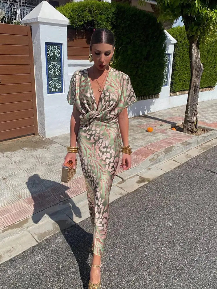 Isabel | Printed Wrap-Effect Maxi Dress