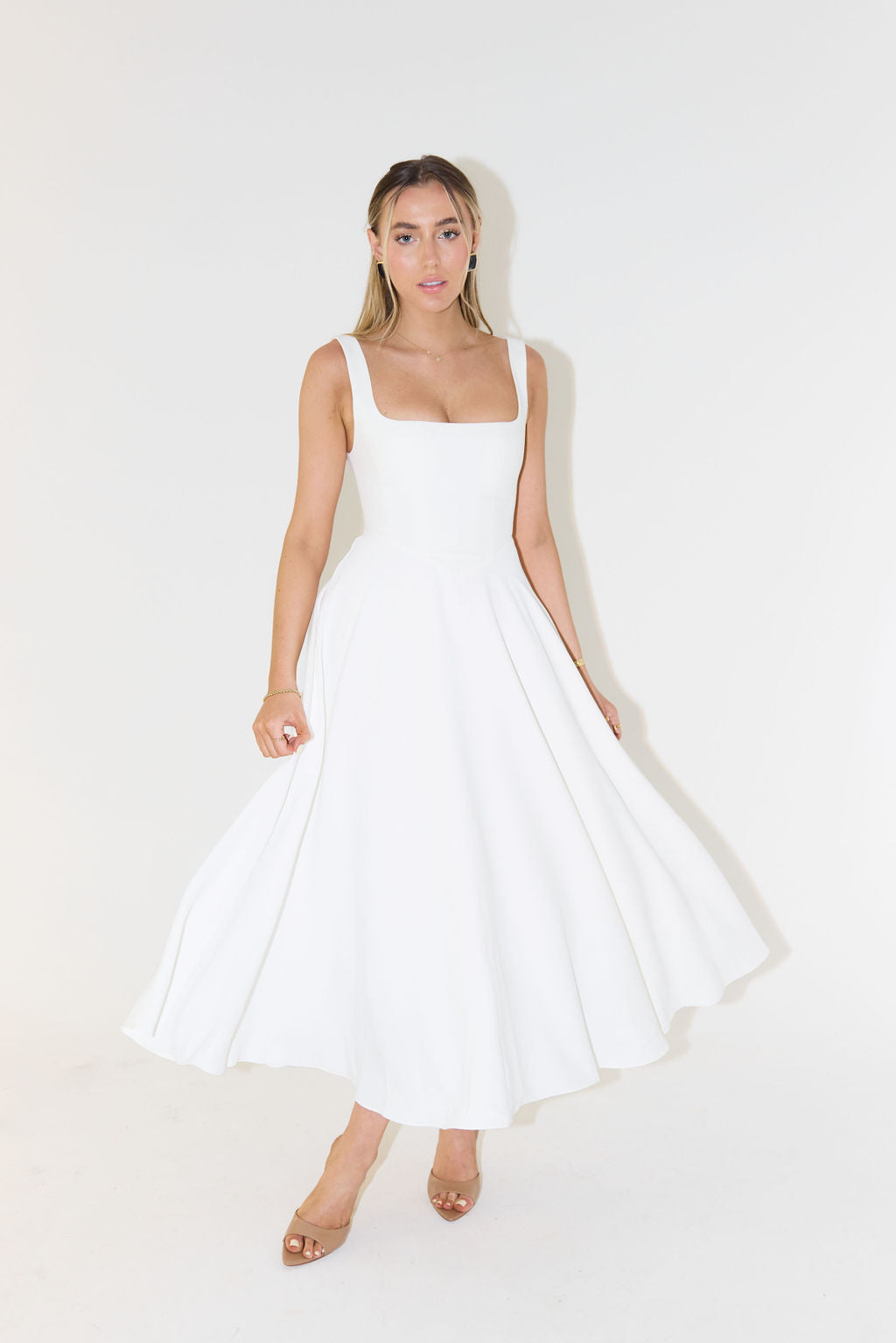 Livia | Fit-and-Flare Midi Dress with Square Neckline