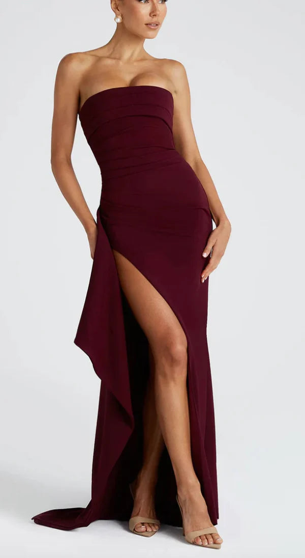 Selena | Strapless Draped Evening Gown