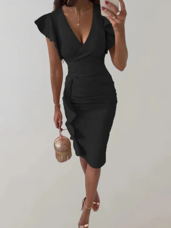 Célestine | Midi Dress with Ruffle Sleeves