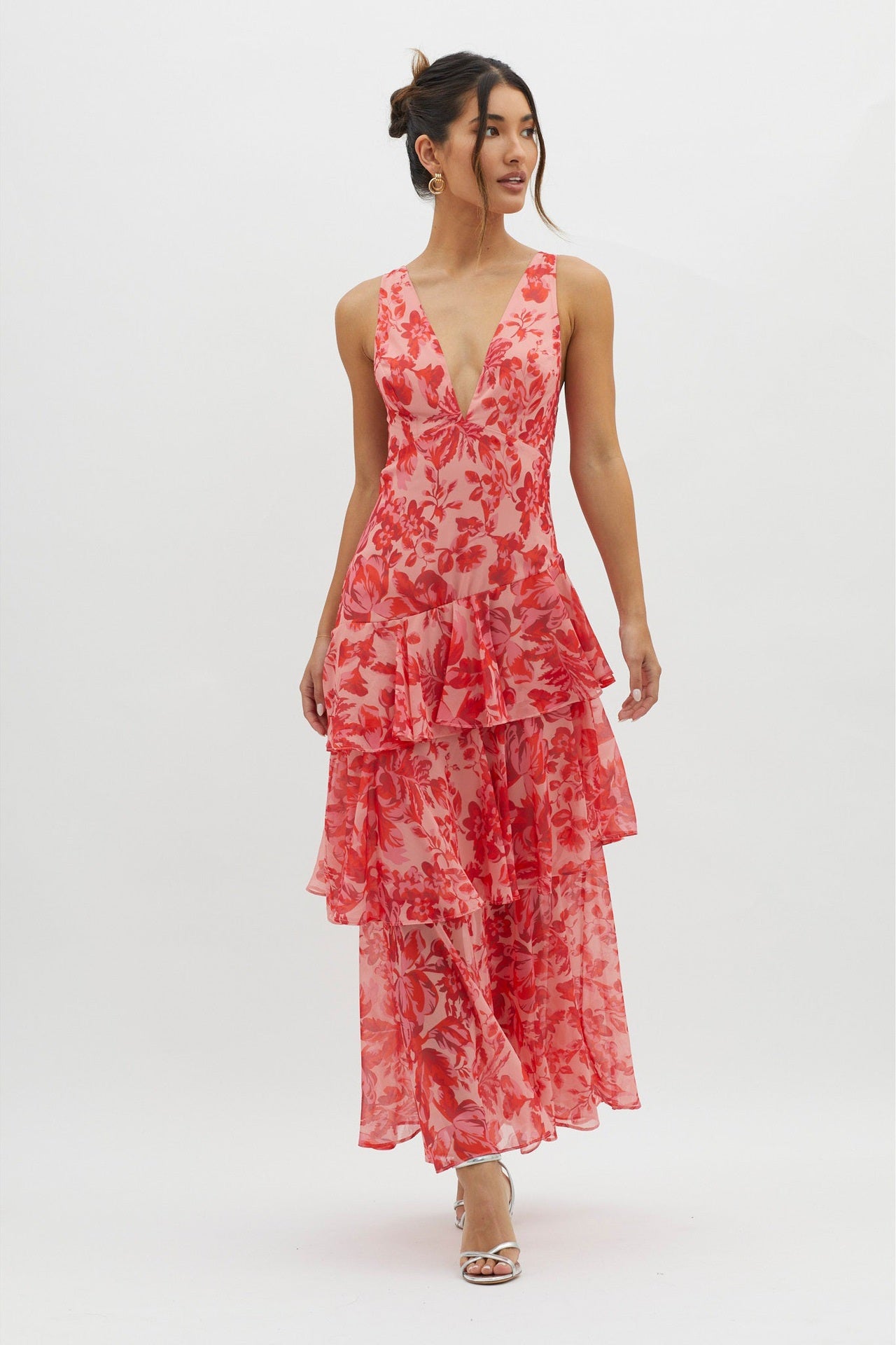 Arielle | Floral Tiered Maxi Dress with Open Back