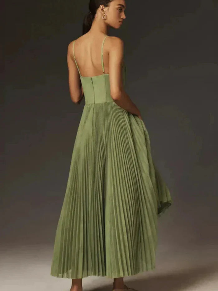 Soline | Pleated Strapless Midi Dress
