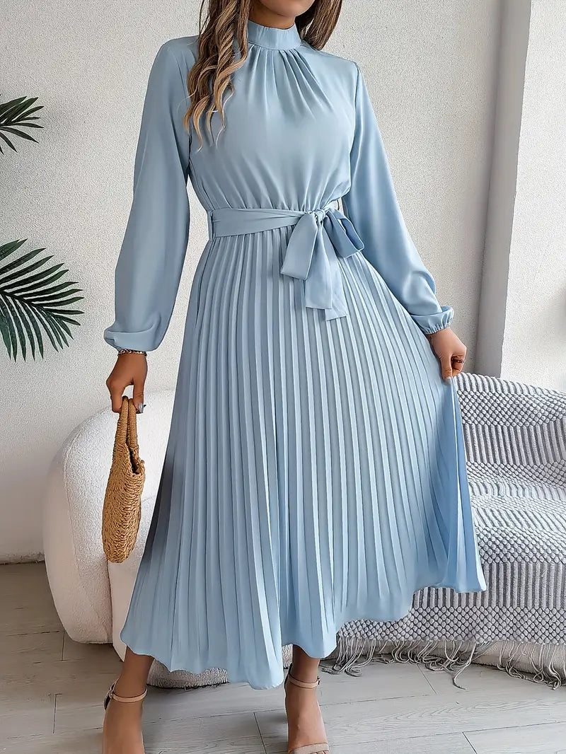 Mira | Pleated Belted Midi Dress