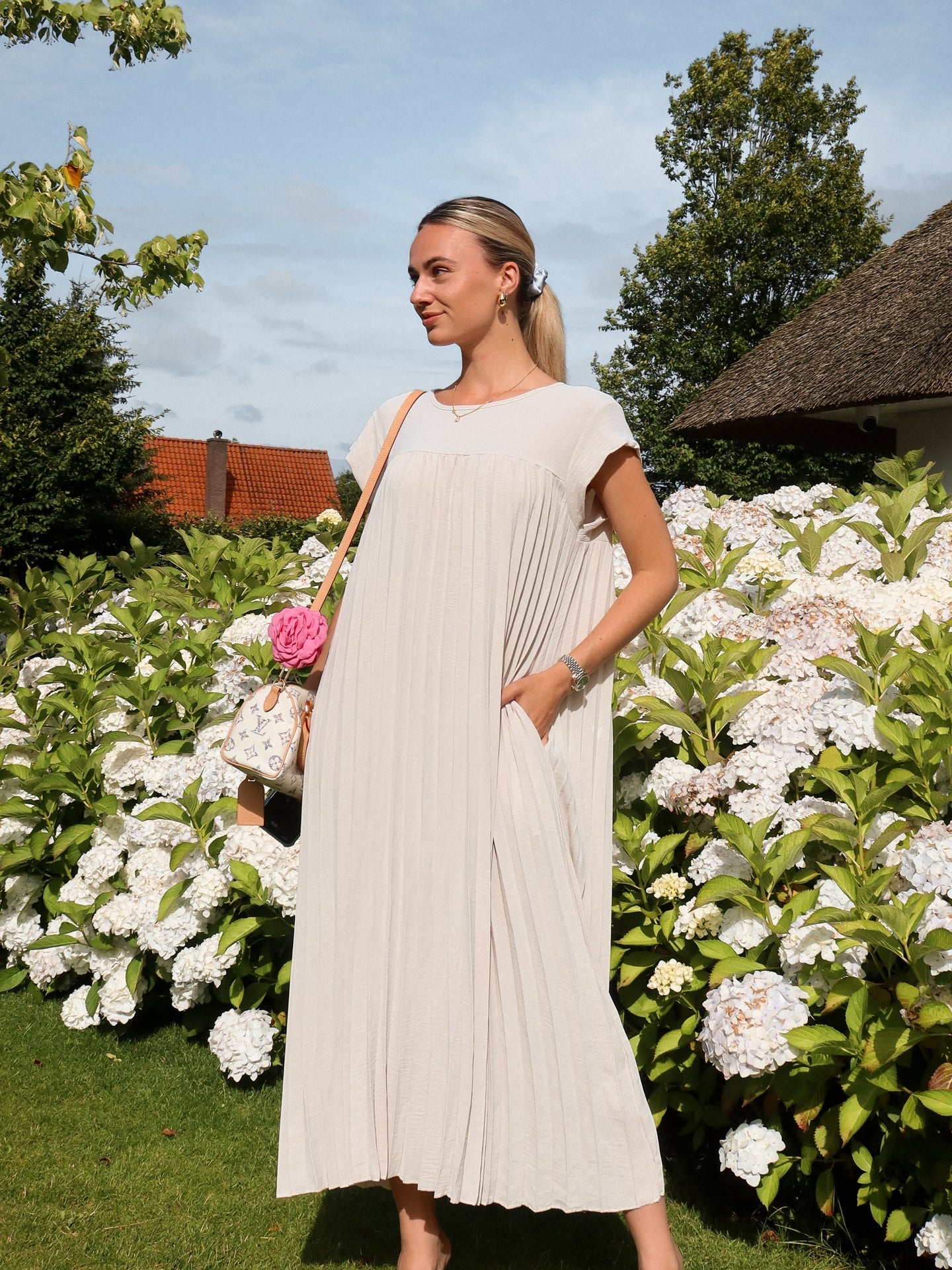 Plissé Maxi Dress