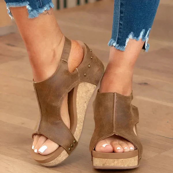 Naya | Open Toe Suede Wedge Sandals