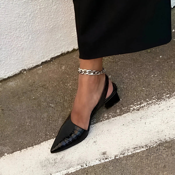 Léna | Slingback Heels with Croc Texture