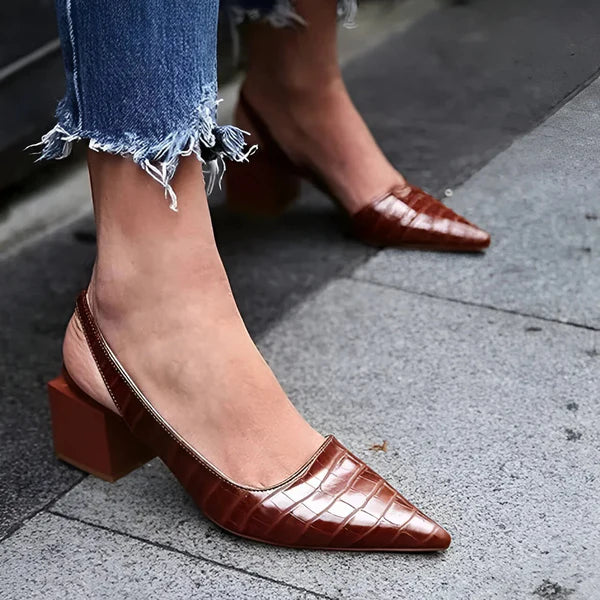 Léna | Slingback Heels with Croc Texture